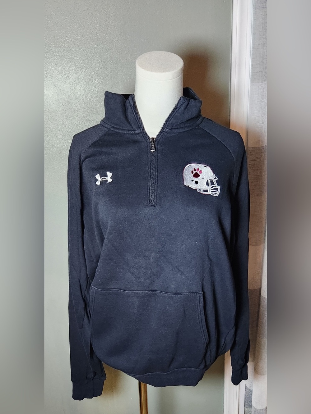 Under Armour Navy Half-Zip Pullover with Helmet Patch